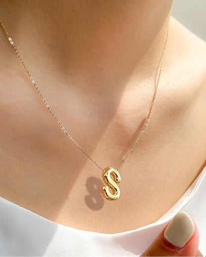 Chunky Bubble Letter Pendant Necklace