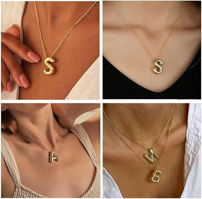 Chunky Bubble Letter Pendant Necklace